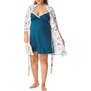 imageMotherhood Maternity Womens Nursing Nightgown and Robe Set for Labor Delivery and BreastfeedingSailor BlueWatercolor Floral Print