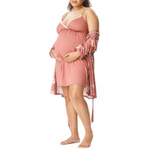imageMotherhood Maternity Womens Nursing Nightgown and Robe Set for Labor Delivery and BreastfeedingWithered RoseRosette Print