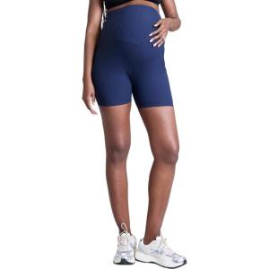 imageMotherhood Maternity Womens Over The Belly Ribbed Biker Pregancy Workout ShortNavy Blazer