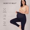 imageMotherhood Maternity Womens Essential Stretch Full Length Secret Fit Over The Belly Pregnancy Legging2 PackBlackFrench Roast