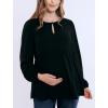 imageMotherhood Maternity Womens Long Sleeve Empire Waist Keyhole Woven Pregnancy BlouseBlack