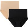 imageMotherhood Maternity Womens Seamless Postpartum Shaper Panty Belly Support Underwear 2PackCore Black Essential Nude