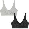 imageMotherhood Maternity Womens Soft Cotton Spandex Wrap Front Maternity ampamp Nursing Sleep Bralette Bra S3xMini DotHeather Grey 2 Pack
