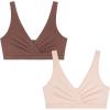imageMotherhood Maternity Womens Soft Cotton Spandex Wrap Front Maternity ampamp Nursing Sleep Bralette Bra S3xPorcelain PinkNutmeg 2 Pack