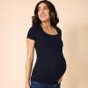 imageMotherhood Maternity Womens Square Neck Rib Knit Short Sleeve Pregnancy TopBlack