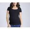 imageMotherhood Maternity Womens Square Neck Rib Knit Short Sleeve Pregnancy TopBlack