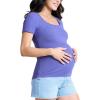 imageMotherhood Maternity Womens Square Neck Rib Knit Short Sleeve Pregnancy TopSkipper Blue