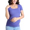 imageMotherhood Maternity Womens Square Neck Rib Knit Short Sleeve Pregnancy TopSkipper Blue