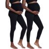 imageMotherhood Maternity Womens Essential Stretch Full Length Secret Fit Over The Belly Pregnancy Legging2 PackBlackBlack