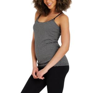 imageMotherhood Maternity Womens Clip Down Nursing Tank Top Cami with Adjustable Straps for BreastfeedingBlackGrey Stripe