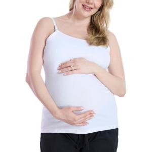 imageMotherhood Maternity Womens Clip Down Nursing Tank Top Cami with Adjustable Straps for BreastfeedingWhite