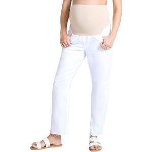 imageMotherhood Maternity Womens Secret Fit Over The Belly Slim Straight Leg Pregnancy JeansBright White