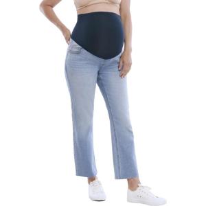 imageMotherhood Maternity Womens Secret Fit Over The Belly Slim Straight Leg Pregnancy JeansLight Wash