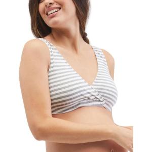 imageMotherhood Maternity Womens Soft Cotton Spandex Wrap Front Maternity ampamp Nursing Sleep Bralette Bra S3xGrey Cloud Stripe 1 Pack