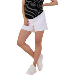 imageMotherhood Maternity Womens Under The Belly Cutoff Denim Pregnancy ShortBright White