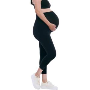 imageMotherhood Maternity Womens Essential Stretch Secret Fit Over The Belly Pregnancy Crop Capri LeggingBlack