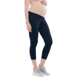 imageMotherhood Maternity Womens Essential Stretch Secret Fit Over The Belly Pregnancy Crop Capri LeggingNavy