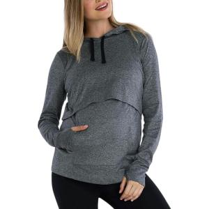 imageMotherhood Maternity Womens Lift Up Nursing Hoodie for BreastfeedingBlackGrey Spacedye