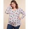imageMotherhood Maternity Womens Maternity Long Sleeve VNeck Side Ruched Fashion Tee ShirtFloral Stripe