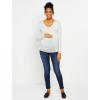 imageMotherhood Maternity Womens Maternity Long Sleeve VNeck Side Ruched Fashion Tee ShirtGrey Space Dye