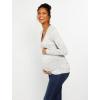 imageMotherhood Maternity Womens Maternity Long Sleeve VNeck Side Ruched Fashion Tee ShirtGrey Space Dye