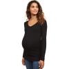 imageMotherhood Maternity Womens Maternity Long Sleeve VNeck Side Ruched Fashion Tee ShirtBlack