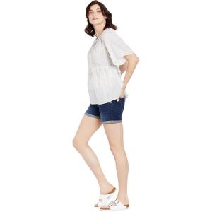 imageMotherhood Maternity Womens Indigo Blue Baby Roll Hem Secret Fit Belly Denim ShortDusky Upland Dark Wash