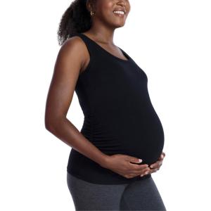 imageMotherhood Maternity Womens Side Ruched Scoop Neck Pregnancy Tank TopBlack