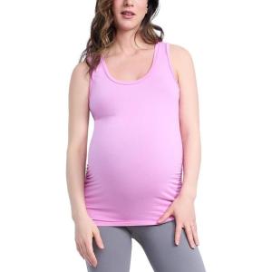 imageMotherhood Maternity Womens Side Ruched Scoop Neck Pregnancy Tank TopCyclamen