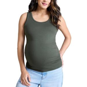 imageMotherhood Maternity Womens Side Ruched Scoop Neck Pregnancy Tank TopDeep Depths