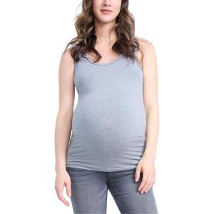 imageMotherhood Maternity Womens Side Ruched Scoop Neck Pregnancy Tank TopHeather Grey