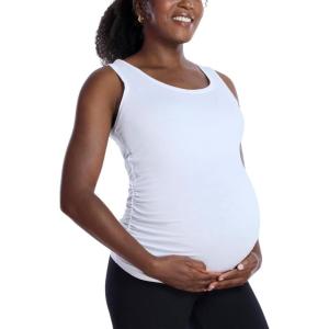imageMotherhood Maternity Womens Side Ruched Scoop Neck Pregnancy Tank TopWhite