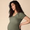 imageMotherhood Maternity Womens Maternity Short Sleeve VNeck Side Ruched Tee ShirtOlive Green