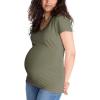 imageMotherhood Maternity Womens Maternity Short Sleeve VNeck Side Ruched Tee ShirtOlive Green