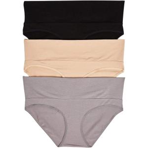 imageMotherhood Maternity  3 Pack Maternity Panties  Foldover and Bikini Style Underwear for Pregnancy  Sizes Small to 3XBlack  Nude  Flat GreyMulti Pack