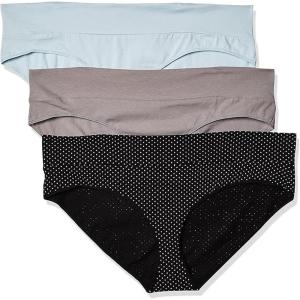 imageMotherhood Maternity  3 Pack Maternity Panties  Foldover and Bikini Style Underwear for Pregnancy  Sizes Small to 3XFlat Grey  Plein Air  BW Dot