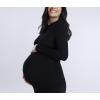 imageMotherhood Maternity Womens Long Sleeve Rib Knit Column Midi Pregnancy Bodycon DressBlack