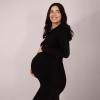 imageMotherhood Maternity Womens Long Sleeve Rib Knit Column Midi Pregnancy Bodycon DressBlack