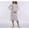 imageMotherhood Maternity Womens Long Sleeve Rib Knit Column Midi Pregnancy Bodycon DressOpal