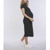 imageMotherhood Maternity Womens Mock Neck Rib Knit Pregnancy Midi Bodycon DressBlack Stripe