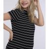 imageMotherhood Maternity Womens Mock Neck Rib Knit Pregnancy Midi Bodycon DressBlack Stripe