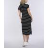 imageMotherhood Maternity Womens Mock Neck Rib Knit Pregnancy Midi Bodycon DressBlack Stripe