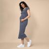 imageMotherhood Maternity Womens Raglan Sleeve Rib Knit Midi Pregnancy Bodycon DressPeacoat White Stripe