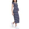 imageMotherhood Maternity Womens Raglan Sleeve Rib Knit Midi Pregnancy Bodycon DressPeacoat White Stripe