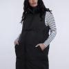 imageMotherhood Maternity Womens Sleeveless Long Pregnancy Puffer Vest with PocketsBlack