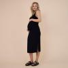 imageMotherhood Maternity Womens Sleeveless Racerback Rib Knit Midi Pregnancy Bodycon DressBlack