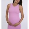 imageMotherhood Maternity Womens Sleeveless Racerback Rib Knit Midi Pregnancy Bodycon DressCyclamen
