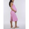 imageMotherhood Maternity Womens Sleeveless Racerback Rib Knit Midi Pregnancy Bodycon DressCyclamen