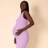 imageMotherhood Maternity Womens Sleeveless Racerback Rib Knit Midi Pregnancy Bodycon DressLilac Chiffon