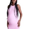 imageMotherhood Maternity Womens Sleeveless Racerback Rib Knit Midi Pregnancy Bodycon DressLilac Chiffon